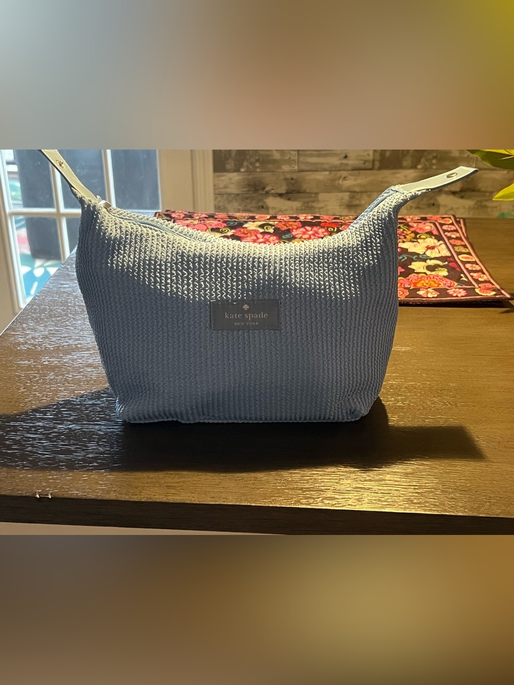 kate spade Light Blue Knit Cosmetic Pouch